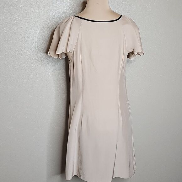 Frock By Tracy Reese Small 100% Silk Beige and Black Scalloped Trim  Dress - Picture 4 of 8
